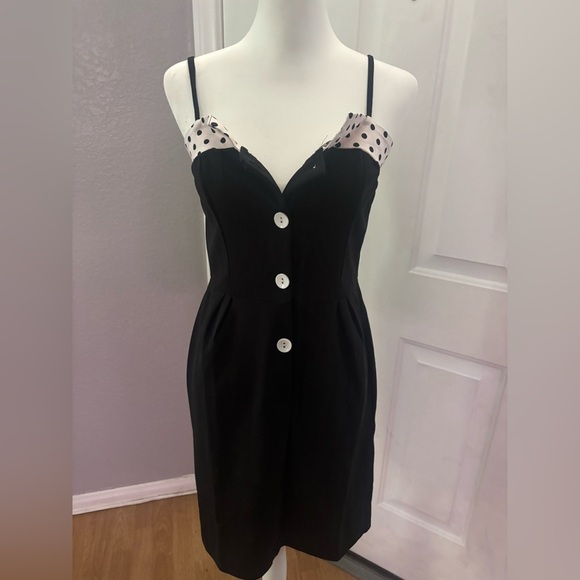 Handmade | 1920s inspired day minidress. Spaghetti strap, button through. Size L - Picture 4 of 8